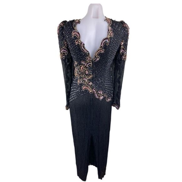 Vintage jacqueline silk fully beaded sequin gown - Picture 4 of 10